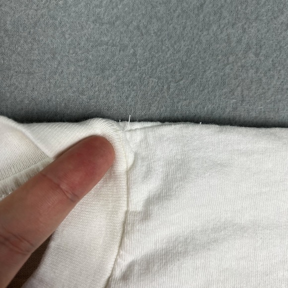 VTG Blank Plain White T Shirt Fits L Sunbelt Short Sleeve 80s Single Stitch USA - Picture 6 of 9